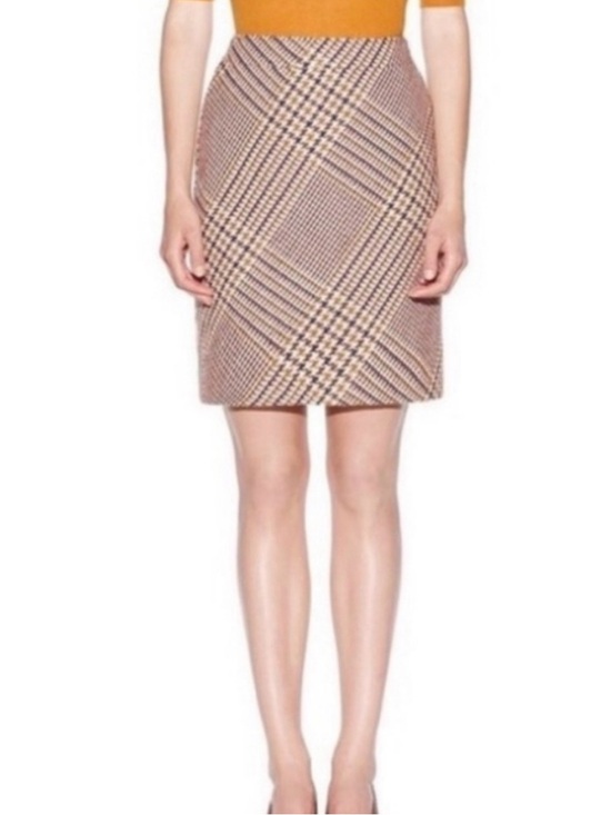 Tory Burch Dresses & Skirts - Tory Burch Brown Tan Plaid Wool Blend Skirt Sz. 10